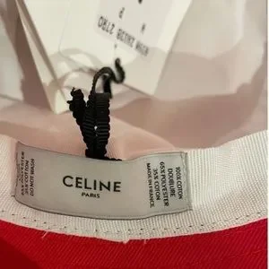 Celine | Accessories | Celine Red White Bucket Hat Color  display picture 1